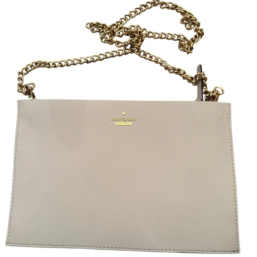 NEW Kate Spade Light Blue Clutch with Gold Chain